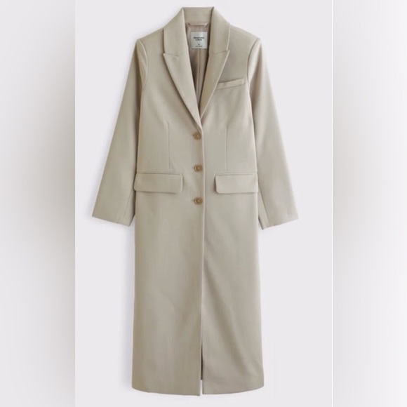 Abercrombie & Fitch Jackets & Blazers - Abercrombie Women’s Suiting Topcoat Long Blazer Cream Neutral Classic Sz M NWT
